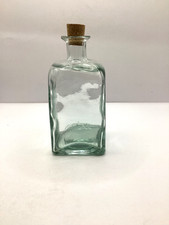 Nice Antique Aqua Glass Ink Bottle With Cork Stopper.