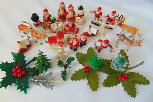 Vintage christmas cake toppers - cake,