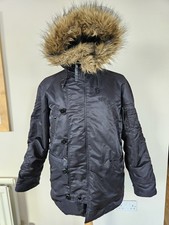 Alpha Industries Black N3B Extreme Cold Weather Parka XS Hooded Pockets Logo Zip