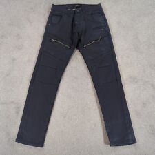 883 Police Jeans Mens W30 L28 Black Cassady Waxed Denim Biker Stretch Regular