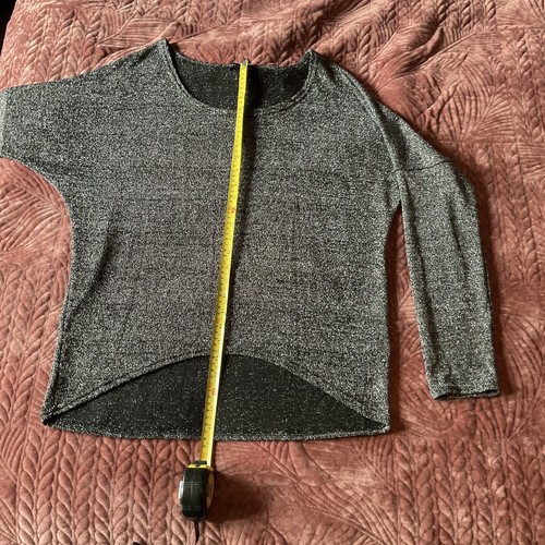 Black silver lurex drop hem - black, &