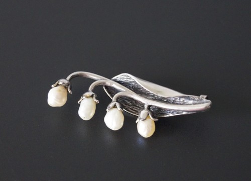 Antique silver brooch pin - silver,