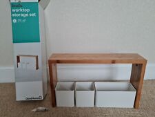 NEW GoodHome Budu Worktop Storage Set Wooden Shelf & 3 x Plastic Pots / Tubs