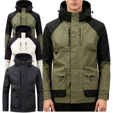 Mens Waterproof Windbreaker Rain Jacket Hooded Hiking Outdoor Mountain Coat 2025