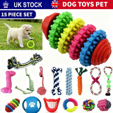15X Tough Dog Toys Bundle Chew Rope Knot Ball Squeakers Pet Puppy Teething UK