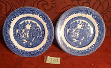 pair of antique 1890s Wedgewood Willow pattern blue & white 7" plates