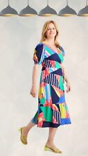 Ex Tu Clothing Women’s Bold Abstract Print Midi Tea Dress in Multi