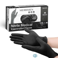 NITRILE GLOVES - BLACK DISPOSABLE – BOX OF 18 M LATEX & POWDER FREE