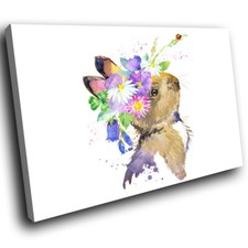 Brown Watercolour Rabbit Funky Animal Canvas Wall Art Large Picture Prints