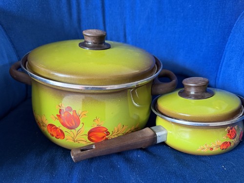 Vintage enamel saucepan - vintage,