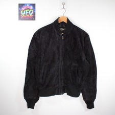 Schott Suede Jacket Mens 48 M Black Vintage Made in USA Heavy Leather Full Zip