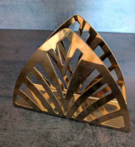 Gold metal art deco fan - metal,
