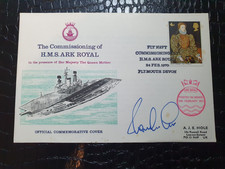 SIGNED COVER POSTED ON BOARD H.M.S. ARK ROYAL ON COMMISSIONING 1970 #3264