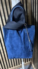 Cobalt Blue Suede Leather Tote