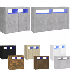 Sideboard Cupboard 2/3 Door Highboard Storage Buffet Cabinet with RGB LED Lights