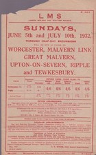 LMS RAILWAY HANDBILL TEWKESBURY TRIP (NORTHAMPTON CASTLE) JUN 1932