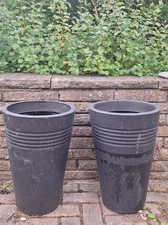 2x Tall Black Plastic Planters 50cm x 35cm