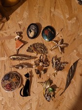 Vintage brooch job lot 13pc - vintage,