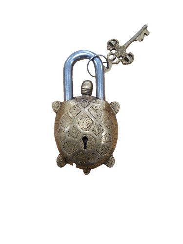 Brass tortoise padlock gold - padlock,