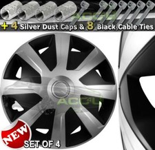 16" Silver Black Motorhome Deep Dish Wheel Trims Hub Caps Covers Set Sim157