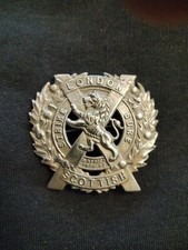 WW1 London Scottish Pin Brooch Fastener Glengarry Badge