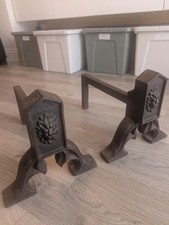 Vintage Cast Iron Fire Dogs Gothic Style 