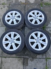 Audi A4 17inch 5×112 Genuine Silver Alloys With Uniroyal Tyres Centre Core 66.6