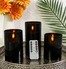 3 Black Flameless Flashing LED