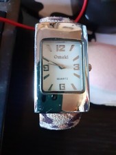 Omaki Quartz Wrist Watch, Leopard Print Faux Fur Strap, Snap Closure