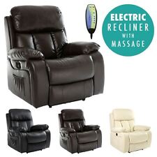 CHESTER ELECTRIC HEATED LEATHER MASSAGE RECLINER CHAIR SOFA GAMING HOME ARMCHAIR