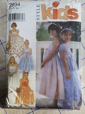 Style 2994 Childs Girls Flower Girl Junior Prom Dress Pattern Age 3-8