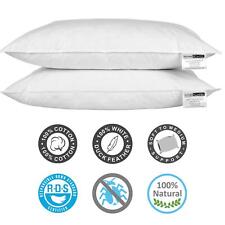 Duck Feather Pillows Pair Extra Filled Hypoallergenic Hotel Quality Pillow Packs