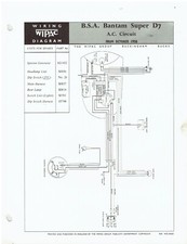 BSA BANTAM SUPER D7 OCT '58- AC & AC/DC TRICKLE CHARGE WIRING DIAGRAM BULLETIN