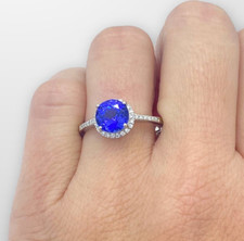 Platinum Ring 950 Diamond 1.3ct Tanzanite Ring UK Size Q UK Hallmarked Used