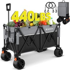 Collapsible Wheeled Wagon 440lbs Capacity All Terrain 200L Camping Gray