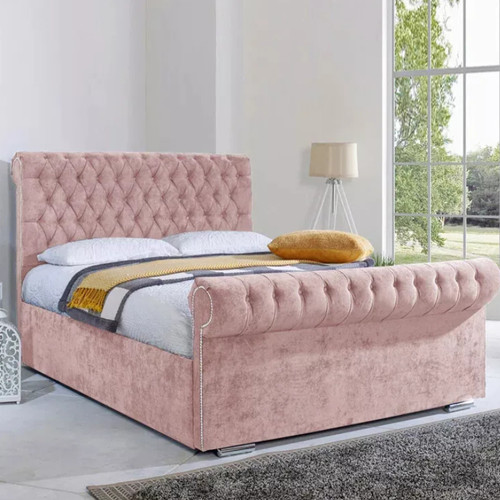 Ottoman sleigh scroll bed - sleigh,
