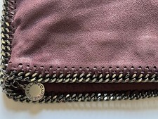 Stella McCartney large fold-over Falabella clutch bag in plum faux suede