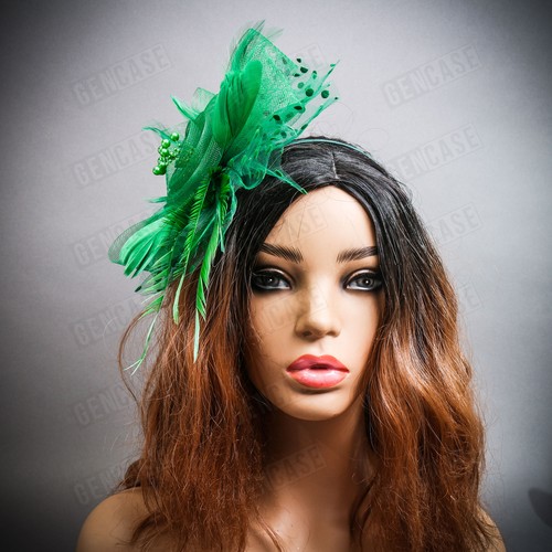 Green fascinator hat with - fascinator,