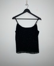 M&S Black Silk Beaded Strappy