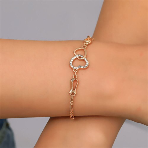 Double heart gold women ladies - double,