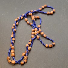 Vintage 30" Ghost Bead Juniper Necklace w/ Blue Accent Beads