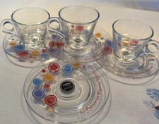 Lavazza a Modo Mio 7 Piece Glass Espresso Coffee Cups And Saucers Clear