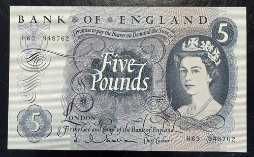 Old five pound note - five,