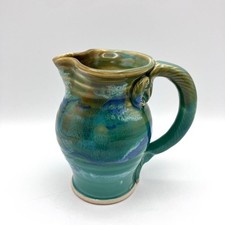 Vintage Hathor Studio Ceramics Belfast Green Pottery Jug