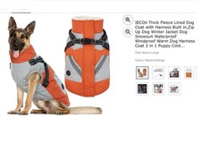 Thick Fleece Lined Dog Coat with Harness Built in ZipUp Dog Winter Jacket Large