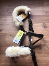 HKM Head Collar Fluffy Padded Comfort Black And White Cob Size