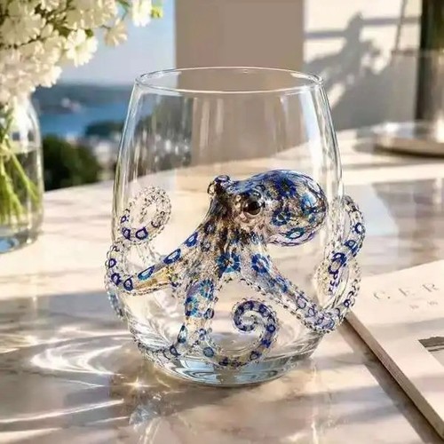 Blue ringed octopus - blue, glassware
