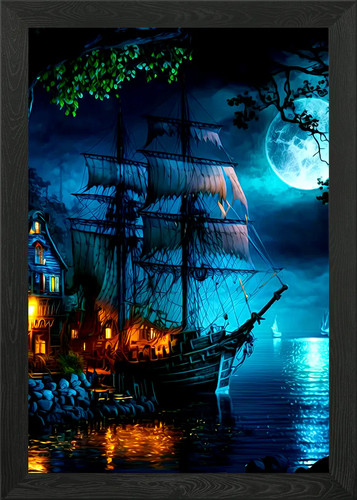 Ship ocean framed - on, wall