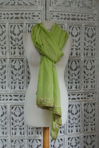 Green diamante chiffon - green, vintage