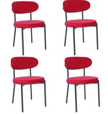 set of 4 Red Velvet Dining Chairs Velvet Seat Chairs Plush seat and backrest